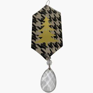 Giftcraft Black White Christmas Tree Ornament Joy Suncatcher Crystal Herringbone